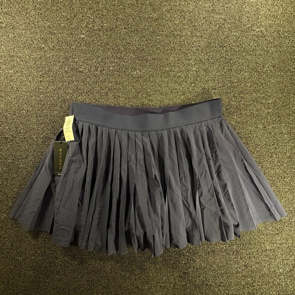 Aritzia Golden Tennis Pro Micro Skirt Womens XL Navy Pleated Athletic Skort